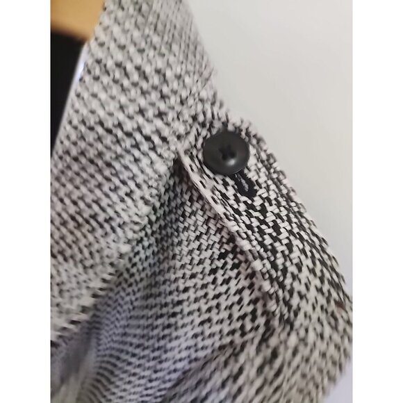 Banana Republic Black White Belted Peacoat Women's Size Medium‎ - Picture 5 of 8